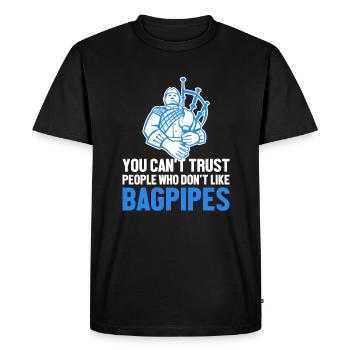 Je ne peux pas faire confiance aux gens qui n’aiment pas la cornemuse - T-shirt Premium bio Homme - noir - Devant - Nico (187cm)