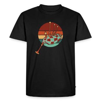Retro Bagpipe Lessons Blowpipe Great Highland - Men's Premium Organic T-Shirt - black - Front - Nico (187cm)