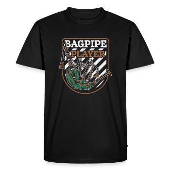 Bagpipe Player Blowpipe Great Highland Player - Men's Premium Organic T-Shirt - black - Front - Nico (187cm)