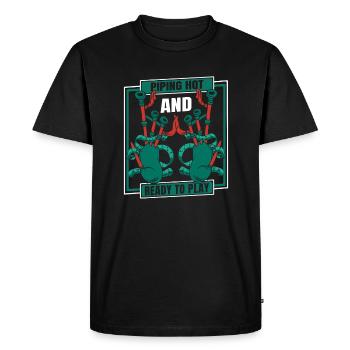 Piping Hot And Ready To Play Great Highland - Men's Premium Organic T-Shirt - black - Front - Nico (187cm)