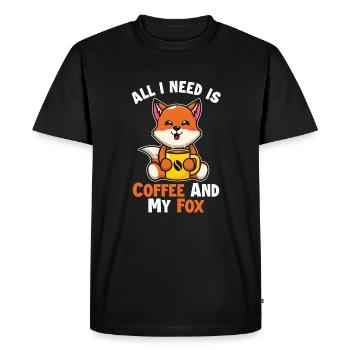 Coffee and my Fox Red Fox Canidae Caninae Fox - Men's Premium Organic T-Shirt - black - Front - Nico (187cm)