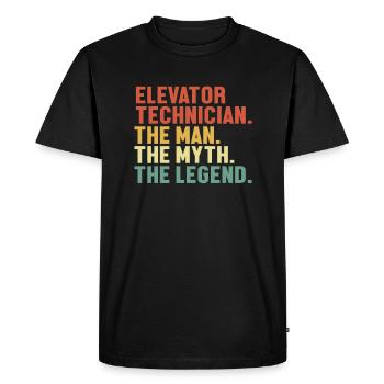 Elevator Technician Man Myth Legend Repair - Men's Premium Organic T-Shirt - black - Front - Nico (187cm)
