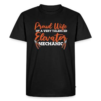 Proud Wife Of An Elevator Mechanic Repair - Men's Premium Organic T-Shirt - black - Front - Nico (187cm)