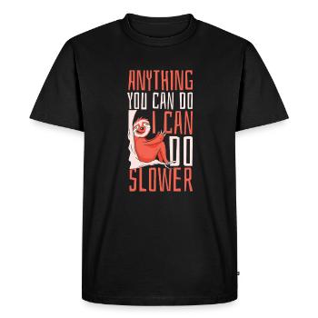 Je peux faire plus lentement tout ce qui est folivore à gorge brune - T-shirt Premium bio Homme - noir - Devant - Nico (187cm)