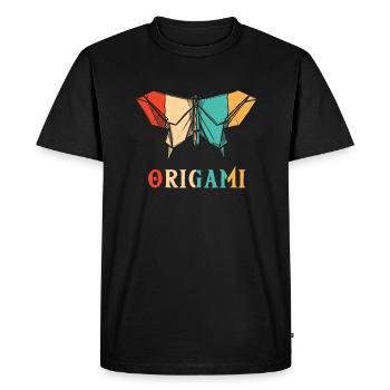 Rétro pliant hibou grue en papier maître origami - T-shirt Premium bio Homme - noir - Devant - Nico (187cm)