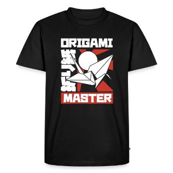 Origami Master grue en papier pliant Owl Master - T-shirt Premium bio Homme - noir - Devant - Nico (187cm)