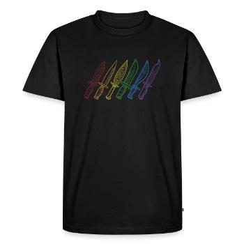 Knives LGBT Rainbow Collectible Restoration Knife - Men's Premium Organic T-Shirt - black - Front - Nico (187cm)