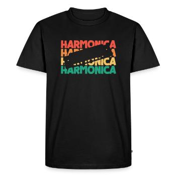 Harmonica Retro Text Harmonist Harmonicist - Men's Premium Organic T-Shirt - black - Front - Nico (187cm)