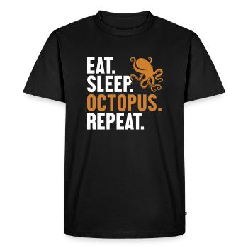 Eat Sleep Octopus Repeat Octopoda Cephalopoda - Men's Premium Organic T-Shirt - black - Front - Nico (187cm)