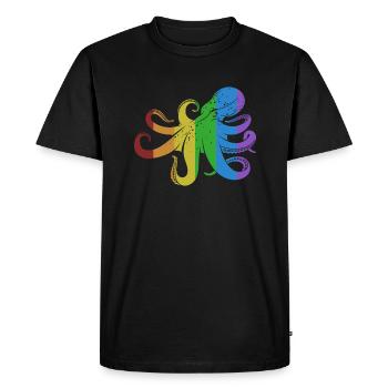 Octopus LGBT Rainbow Octopodes Octopoda - Men's Premium Organic T-Shirt - black - Front - Nico (187cm)