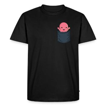 Octopus Chest Pocket Octopoda Cephalopoda - Men's Premium Organic T-Shirt - black - Front - Nico (187cm)