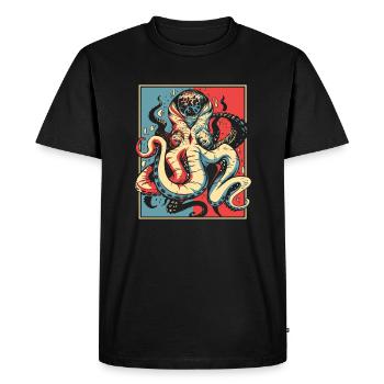 Portrait de pieuvre Octopoda Cephalopoda Octopodes - T-shirt Premium bio Homme - noir - Devant - Nico (187cm)