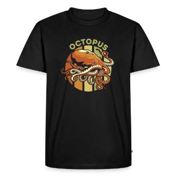 Retro Cephalopoda Octopodes Octopoda Lover Octopus - Men's Premium Organic T-Shirt - black - Front - Nico (187cm)