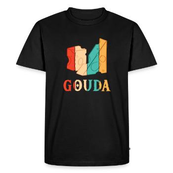 Fromage Queso Rétro Amateur de Fromage Gouda - T-shirt Premium bio Homme - noir - Devant - Nico (187cm)