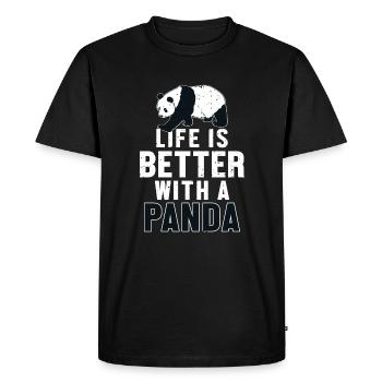 Life is Better with a Panda Panda Bear Friend - Men's Premium Organic T-Shirt - black - Front - Nico (187cm)