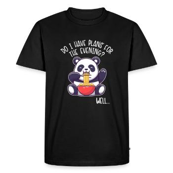 J’ai des projets pour l’ami de l’ours panda du soir - T-shirt Premium bio Homme - noir - Devant - Nico (187cm)