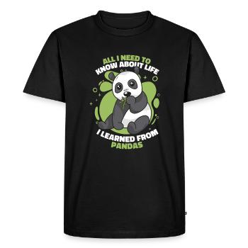 J’ai appris des pandas panda ours ami géant - T-shirt Premium bio Homme - noir - Devant - Nico (187cm)