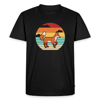 Retro Red Fox Canidae Caninae Fox Lover Fox - Men's Premium Organic T-Shirt - black - Front - Nico (187cm)