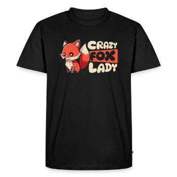 Crazy Fox Lady Canidae Caninae Red Fox Fox Lover - Men's Premium Organic T-Shirt - black - Front - Nico (187cm)