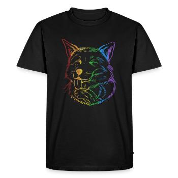 Fox LGBT Rainbow Caninae Red Fox Canidae Fox - Men's Premium Organic T-Shirt - black - Front - Nico (187cm)