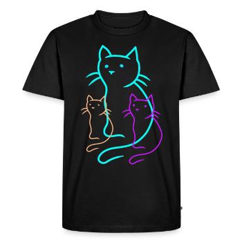 Chats Famille Maman Enfants Chaton Bébé Miaou - T-shirt Premium bio Homme - noir - Devant - Nico (187cm)