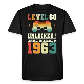 Niveau 60 Anniversaire Gamer 60 Ans - T-shirt Premium bio Homme - noir - Devant - Nico (187cm)