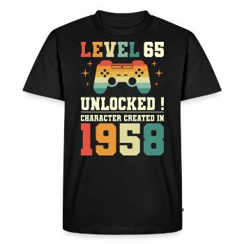 Niveau 65 Anniversaire Gamer 65 Ans - T-shirt Premium bio Homme - noir - Devant - Nico (187cm)