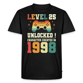 Niveau 25 Anniversaire Gamer 25 Ans - T-shirt Premium bio Homme - noir - Devant - Nico (187cm)
