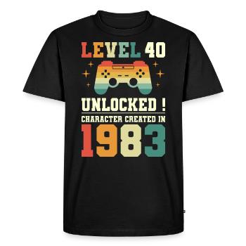 Niveau 40 Anniversaire Gamer 40 Ans - T-shirt Premium bio Homme - noir - Devant - Nico (187cm)