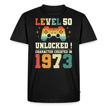Niveau 50 Anniversaire Gamer 50 Ans - T-shirt Premium bio Homme - noir - Devant - Nico (187cm)