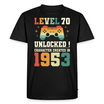Niveau 70 Anniversaire Gamer 70 Ans - T-shirt Premium bio Homme - noir - Devant - Nico (187cm)