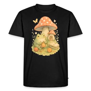 Grenouille à tricoter devant la maison des crapauds - T-shirt Premium bio Homme - noir - Devant - Nico (187cm)