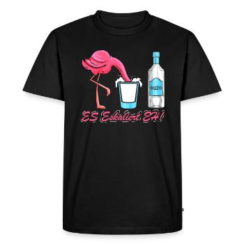 It escalates EH! Funny Flamingo & Ouzo - Men's Premium Organic T-Shirt - black - Front - Nico (187cm)