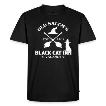 Old Salem's Witches Cafe Black Cat - Men's Premium Organic T-Shirt - black - Front - Nico (187cm)
