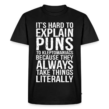 It's hard to explain puns funny shirt - T-shirt Premium bio Homme - noir - Devant - Nico (187cm)