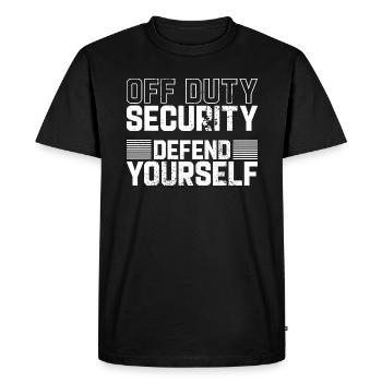 Security Off Duty Defend Yourself - Men's Premium Organic T-Shirt - black - Front - Nico (187cm)