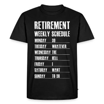 Horaire hebdomadaire de retraite - T-shirt Premium bio Homme - noir - Devant - Nico (187cm)