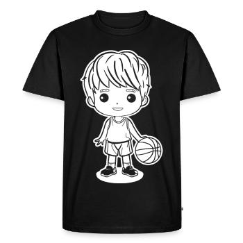 Petit garçon de basket-ball - T-shirt Premium bio Homme - noir - Devant - Nico (187cm)