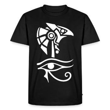 Egyptian God and Eye of Horus (white) - Men's Premium Organic T-Shirt - black - Front - Nico (187cm)