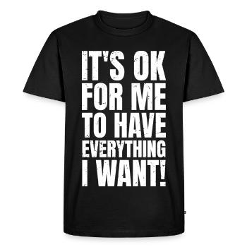 It's ok for me to have everything I want - Men's Premium Organic T-Shirt - black - Front - Nico (187cm)
