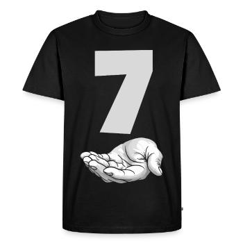 Funny Seven Meme Hand Gen Alpha Trend Joke - Men's Premium Organic T-Shirt - black - Front - Nico (187cm)