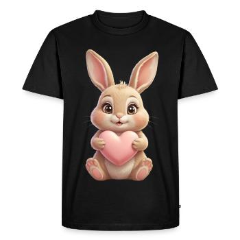 Câlin câlin au cœur rose - T-shirt Premium bio Homme - noir - Devant - Nico (187cm)