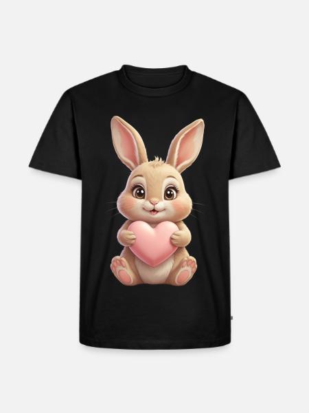Cuddly bunny with pink heart - Men's Premium Organic T-Shirt - black