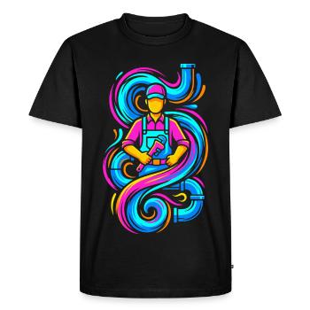 Plombier à clé - T-shirt Premium bio Homme - noir - Devant - Nico (187cm)