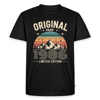 mai 1986 – Légende des sommets et montagnes - T-shirt Premium bio Homme - noir - Devant - Nico (187cm)