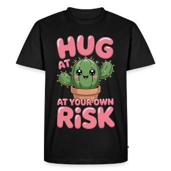 Cactus T-Shirt Hug At Your Own Risk - Men's Premium Organic T-Shirt - black - Front - Nico (187cm)