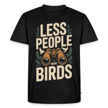 Moins de monde, plus d’oiseaux – observation des oiseaux - T-shirt Premium bio Homme - noir - Devant - Nico (187cm)