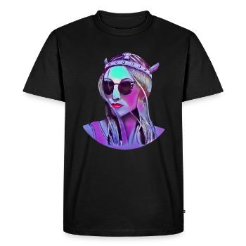 Viking moderne avec des lunettes de soleil dans un style bande dessinée - T-shirt Premium bio Homme - noir - Devant - Nico (187cm)