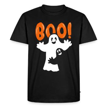 Boo - Halloween Ghost - Halloween Ghosts - Men's Premium Organic T-Shirt - black - Front - Nico (187cm)