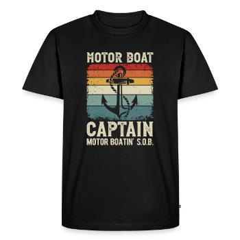 Motor Boat Captain Anchor Motor Boating - Men's Premium Organic T-Shirt - black - Front - Nico (187cm)